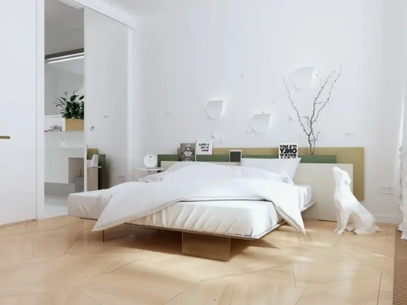 دیوارهای ساده و ترکیبات چوبی در دکوراسیون مینیمال اتاق خواب