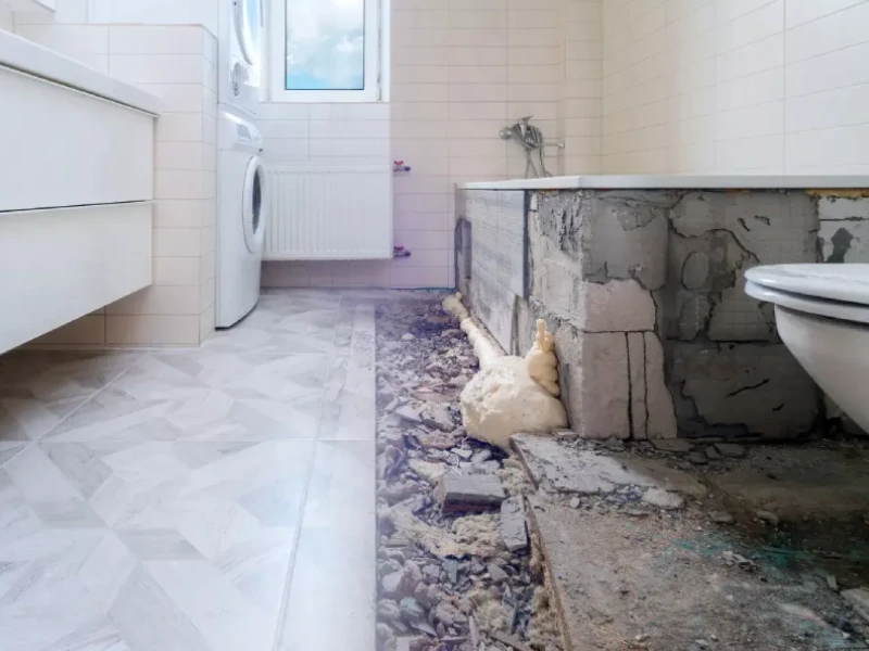 مراحل بازسازی سرویس بهداشتی بدون تخریب